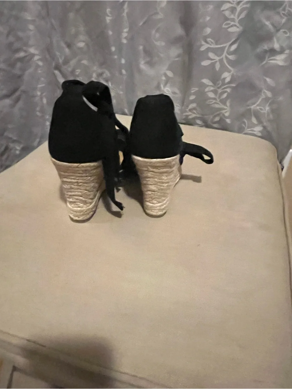 Splash Black Espadrille Ankle-Tie Wedges